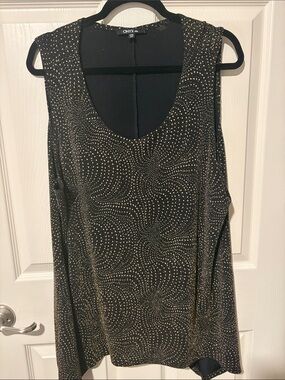 Onyx Black Tank Top with Gold Metallic Dot Design
